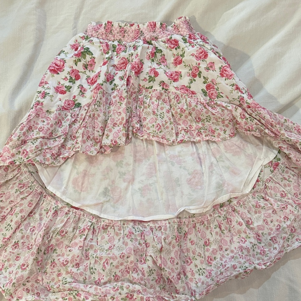 American Girl By LoveShackFancy Pink Floral Skirt